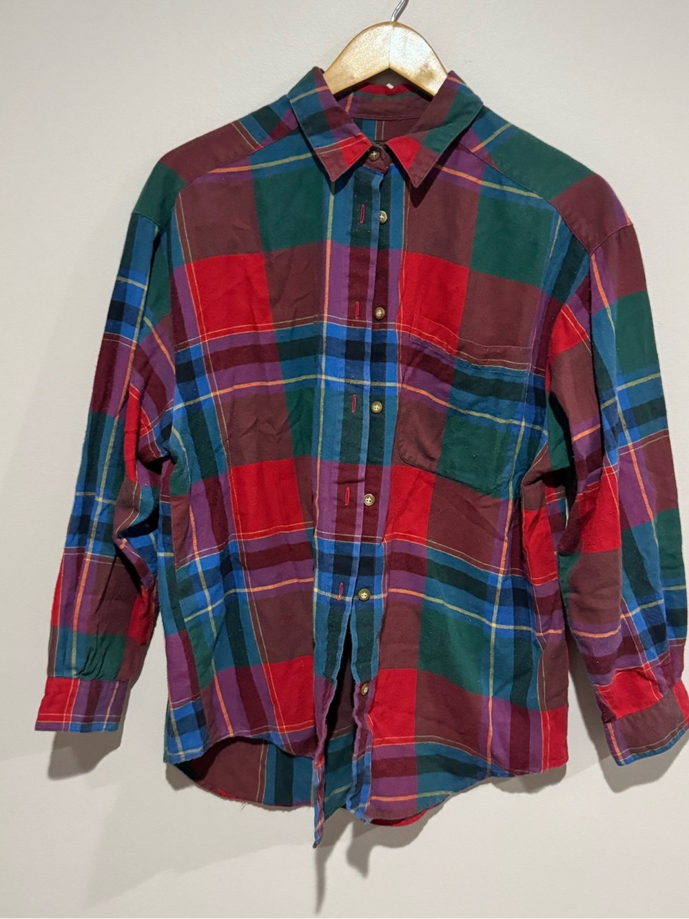 Eddie Bauer Vtg 90s Plaid Flannel Button Up Shirt Womans Small USA